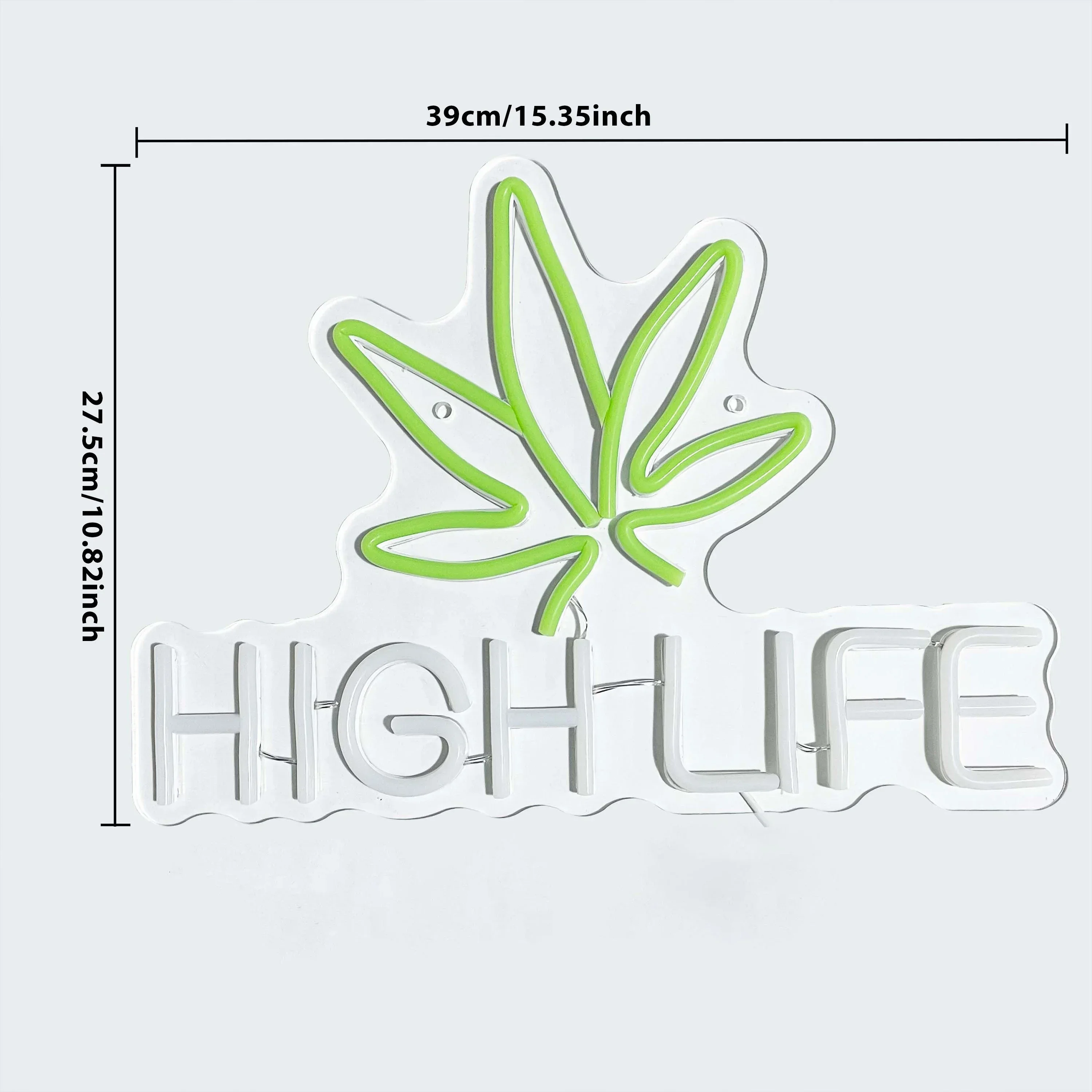 

High Life Neon Light Sign, With Hemp Leaf Green Led Neon lights, Wall Decoration Sign, For Game Room Living Room Man Cave Party