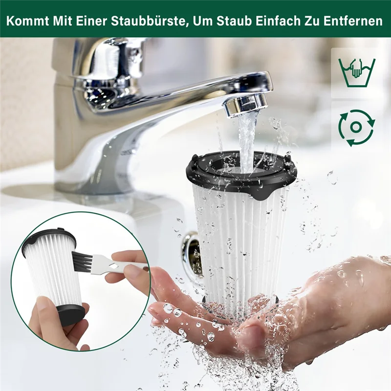 Baao-pacote de 6 filtros cx7 para aeg aef150, filtro de substituição para aeg cx7-2, qx8 animal bateria aspirador de pó portátil