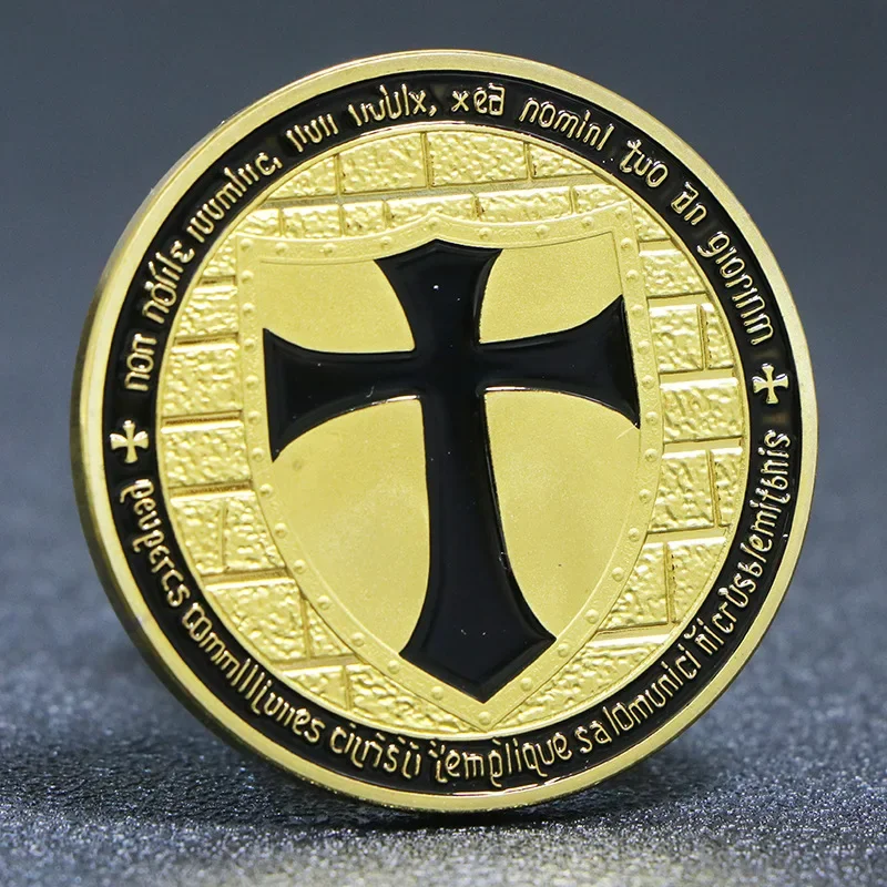1Pcs Europe Masonic Knights Silver Plated Commemorative Coins Templar Cross Christ Soldiers Crusader Souvenir Gifts Germany