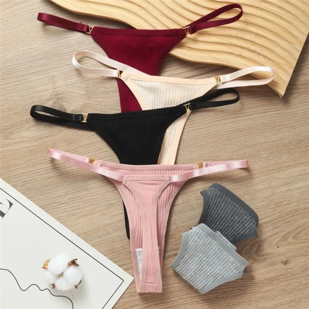 Peach Butt Thin Belt Smooth Seamless Simple Pure Color Low Waist Briefs Women Thread Panties Korean Style Thongs Nylon T-Pants