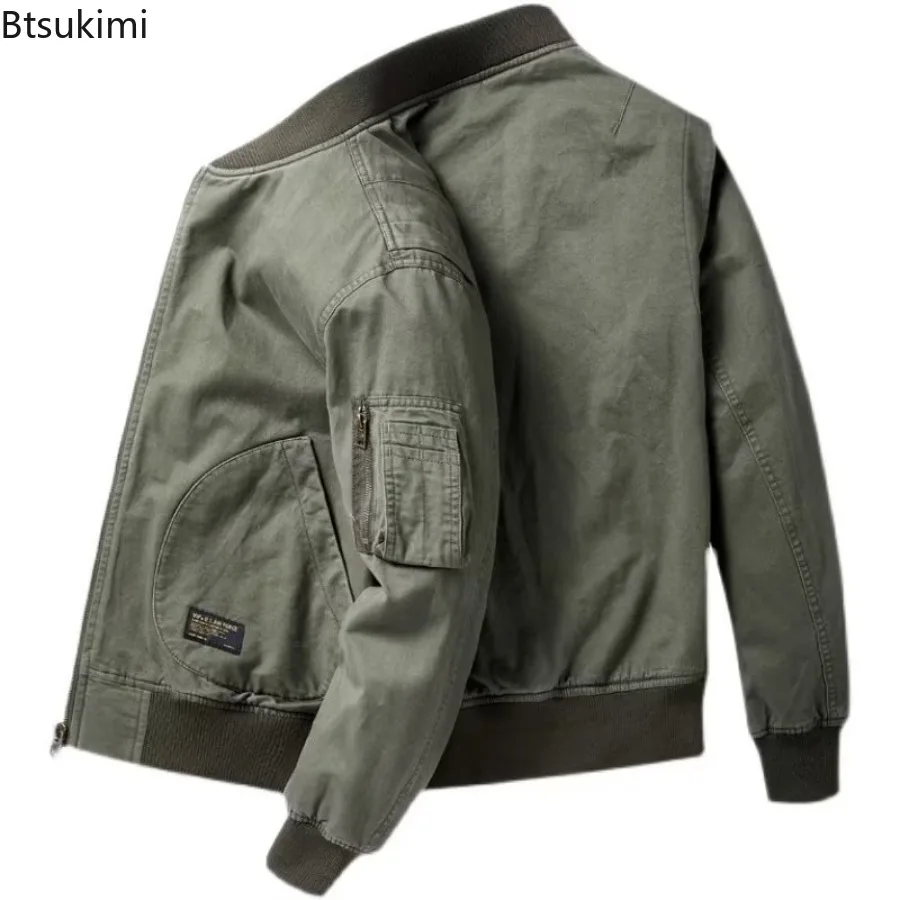 New Men's Baseball Jackets Spring Autumn Vintage American Style Bomber Jackets Casual Multi-pocket Work Tops Trend Men Outerwear