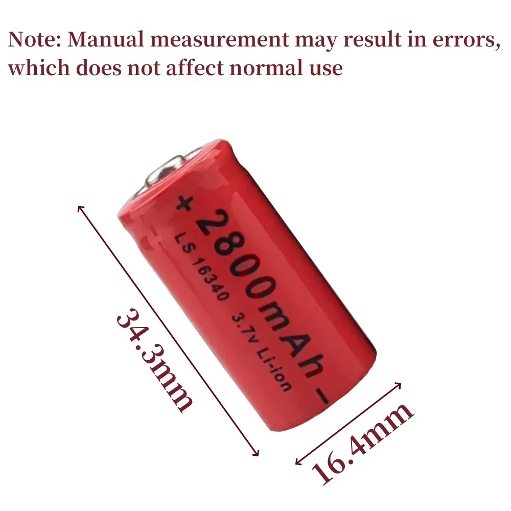 16340 Battery 3.7V 2800mAh Rechargeable Li-ion Battery CR123A for LED Flashlight with 16340 CR123 Battery Charger