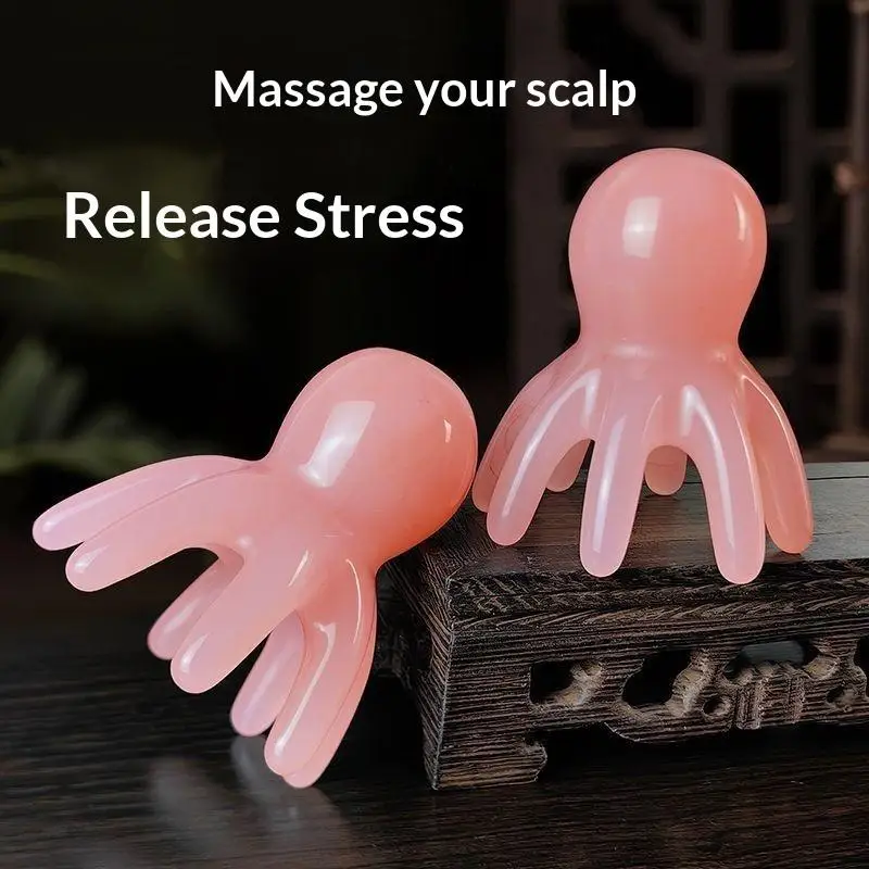 2Pcs Resin Octopus Massage Comb Head Meridian Scraping Scalp Massager SPA Gua Sha Fatigue Relief No Static