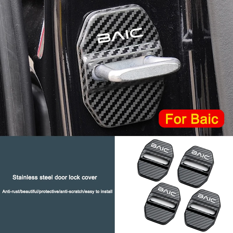

Stainless steel Carbon Fiber Car Door Lock Protective Buckle Stickers For BAIC Senova X25 X35 X55 X65 Beijing BJ30 BJ40 EC3 X7