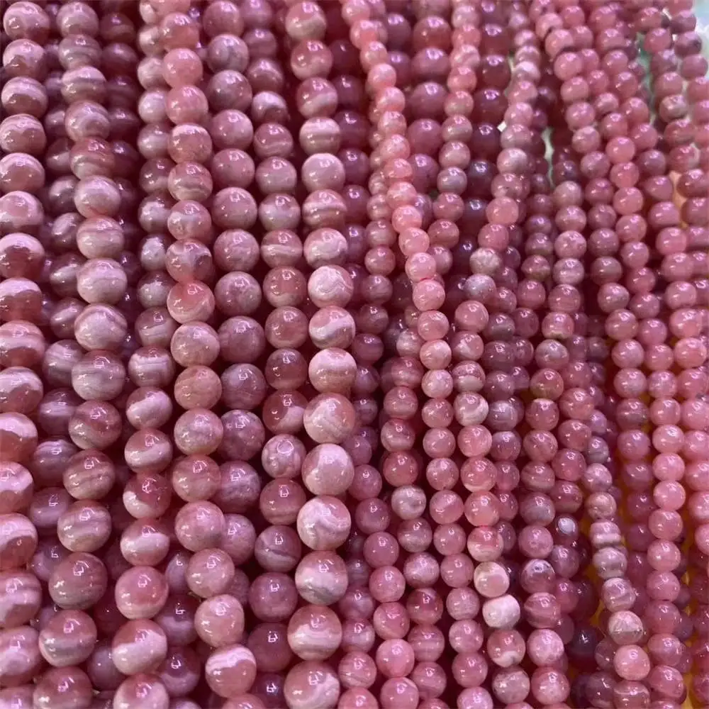 Noble Natural Rhodochrosite beads 3/4/5/6/7 MM Round Argentina Smooth Rhodonite Stone Rose Pink Dialogite Charm Bead DIY Jewelry