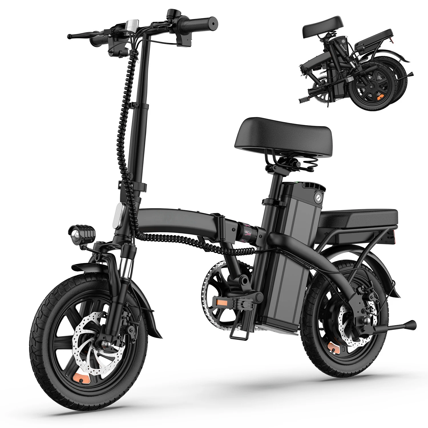 URLIFE F1L Hochwertiges, faltbares Elektrofahrrad für Erwachsene, 250W Motor, 48V 7,5AH, All-Terrain-Elektrofahrrad, 14-Zoll-Reifen, Unisex-Stil