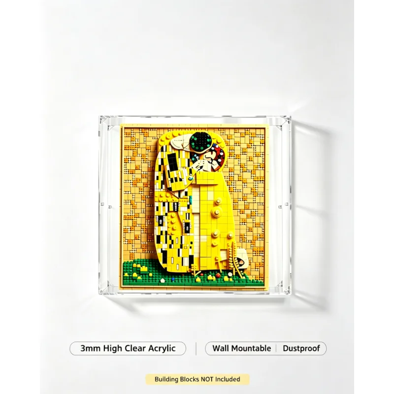 New Suitable for Lego 31221 Gustav Klimt The Kiss Building Block Acrylic Display Case  Art Painting The Kiss Model 31221 box