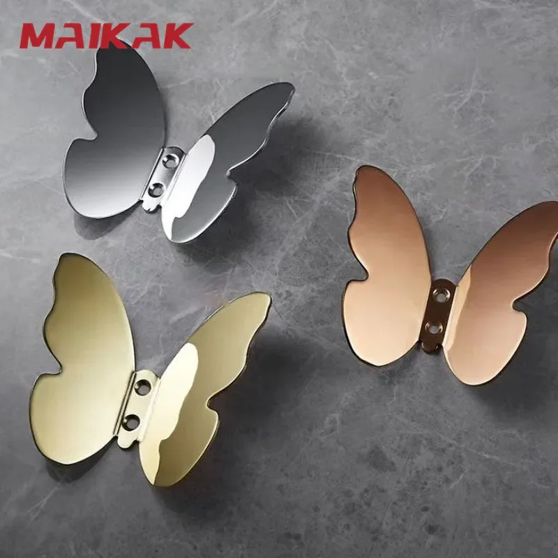 Brass Hook Light Luxury Brushed Gold Three-dimensional Butterfly Hook Bedroom Coat Hat Rack Decoration Porch Creative Hook