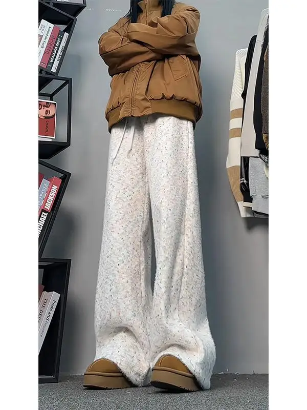 

Мужские утепленные брюки White Paint Dot с флисовой подкладкой, прямого кроя, для весны и осени, повседневные спортивные брюки для отдыха