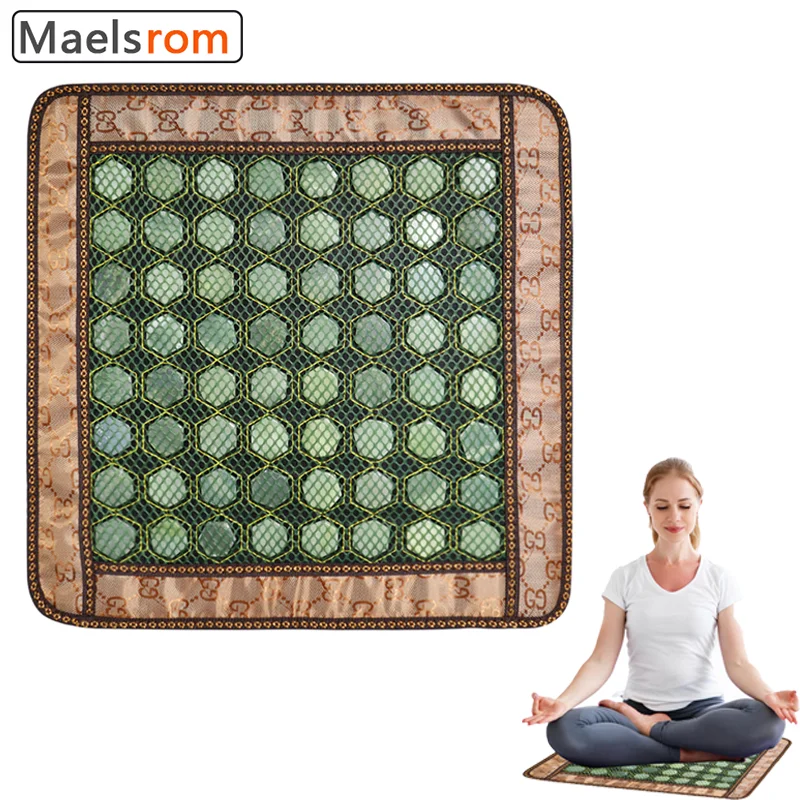 

Jade Cushion 64pcs Jades Natural Jade Massage Cushion Germanium Stone Mat Massage Mattress Physiotherapy Bed Pad Mantenance