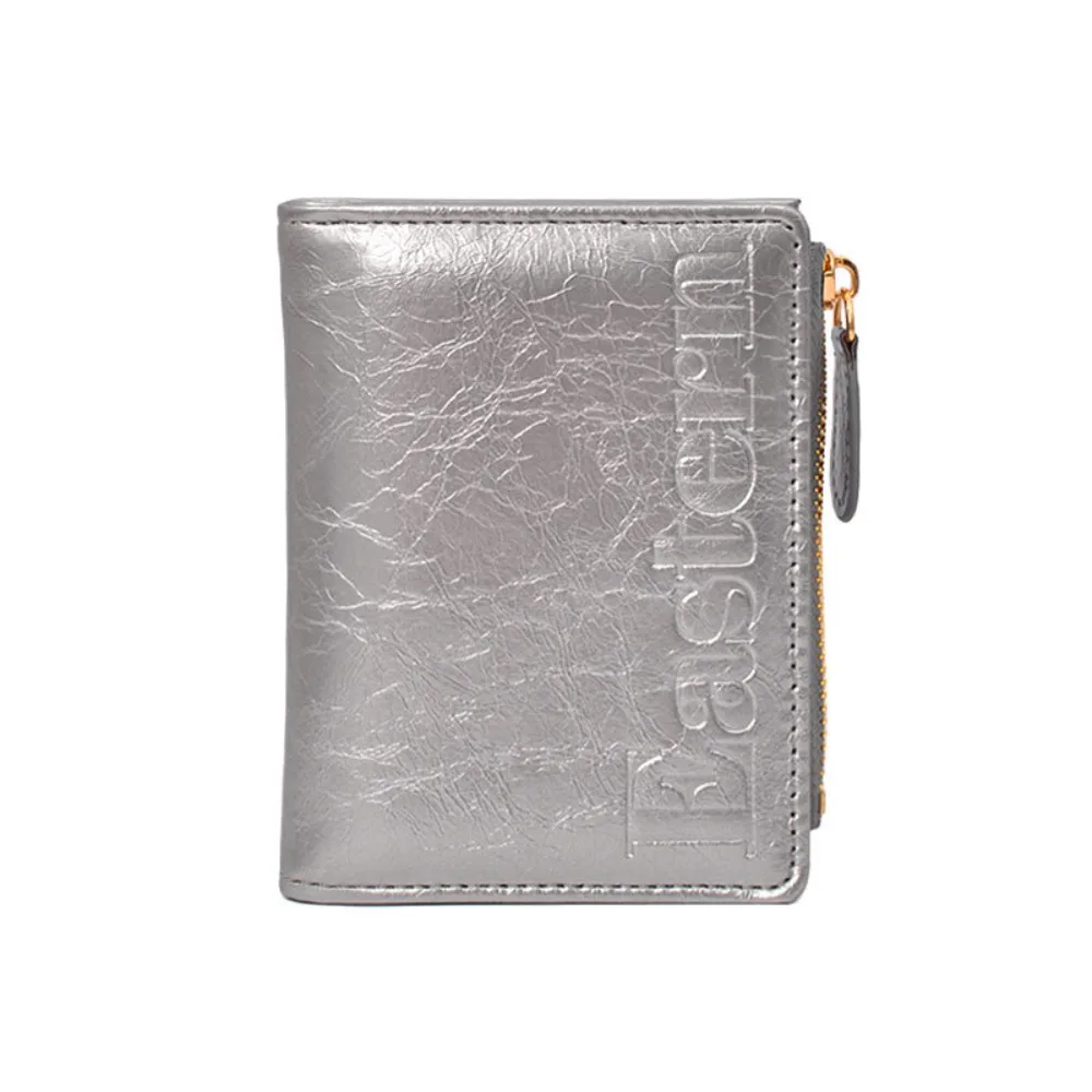 Portafoglio corto bifold stile coreano Porta carte di credito in pelle PU ultra sottile Porta carte pieghevole con pochette corta multi slot da donna