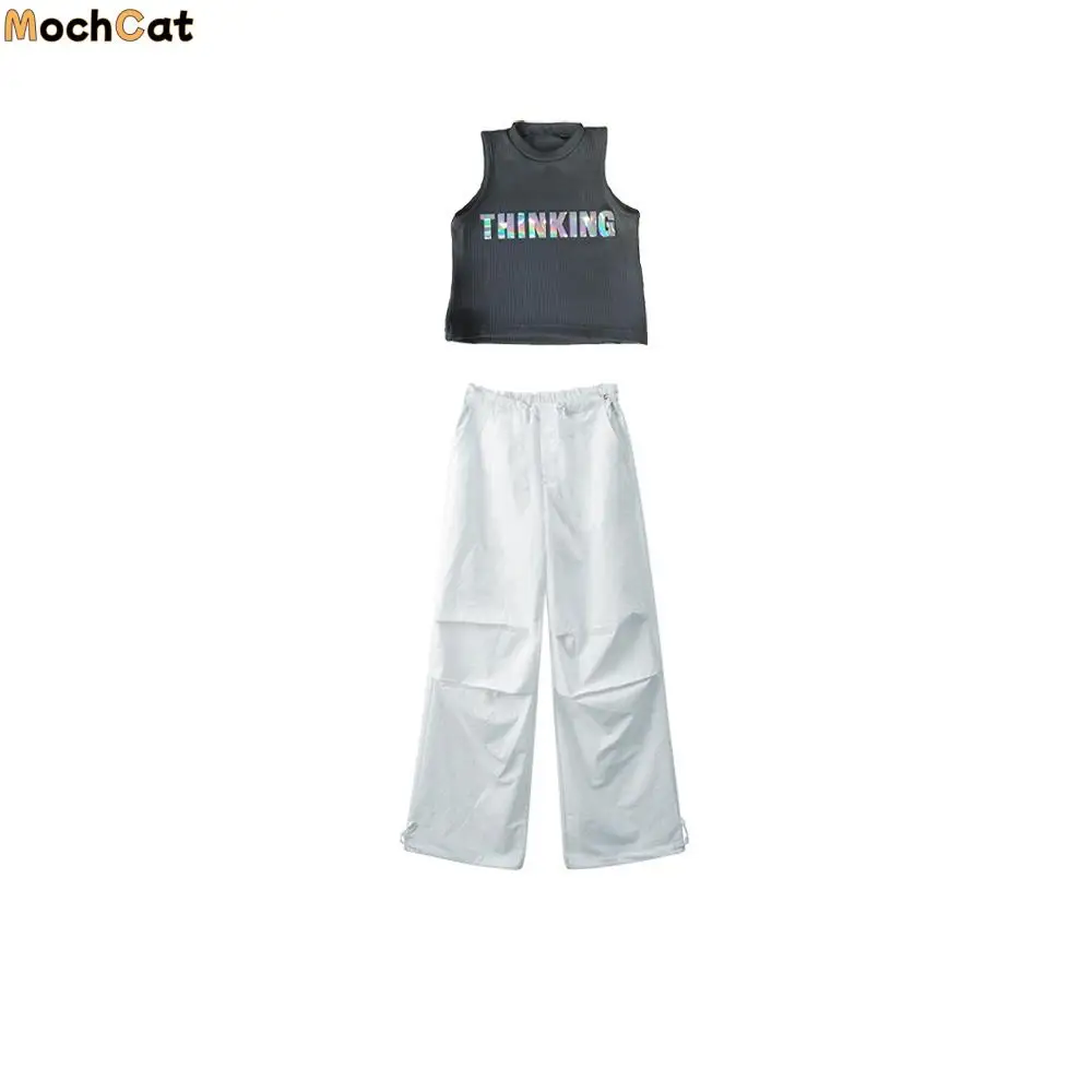 

Two-piece Set Streetwear Girls Hip Hop Clothes Teens Outfits Y2k Clothes Set Summer Vest Cargo Pants Suit Children