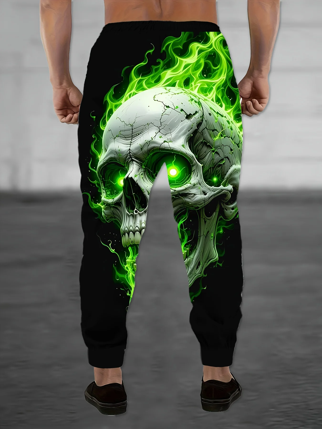Neuheiten: Western-Skelett-Cowboy-Print Unisex-Jogginghose mit geradem Bein, Gothic-Streetwear-Sweatpants für entspannte Abendveranstaltungen. – Detail 9