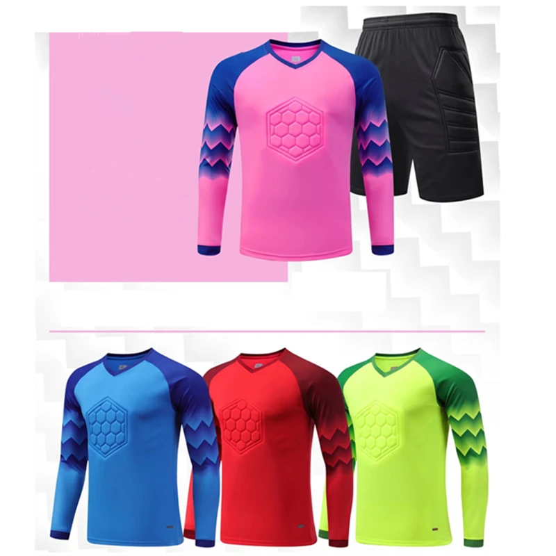 Kids Adult Soccer Goalkeeper Uniform Sets Protective long Sleeve Training Suits Football Goalkeeper Jersey
