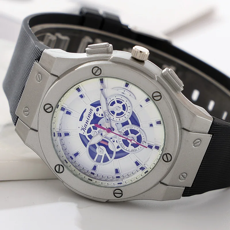 Men Stainless Steel Silicone Strap Watch Fashion Business Casual Watches Cheap Gift