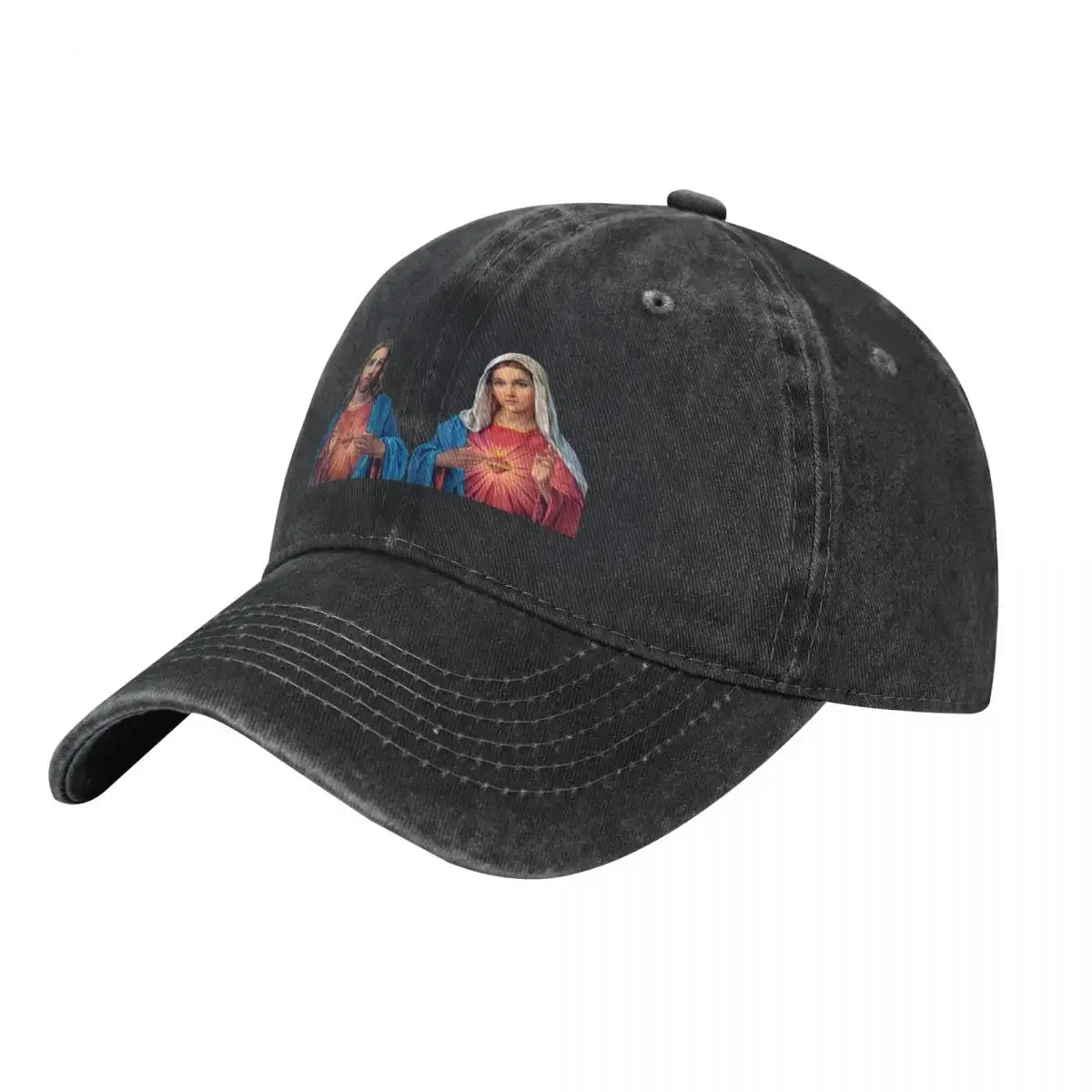 Sacred and Immaculate Hearts (Jesus and Mary) transparent background Baseball Cap Golf Hat Man black Sun Hats For Women Men's