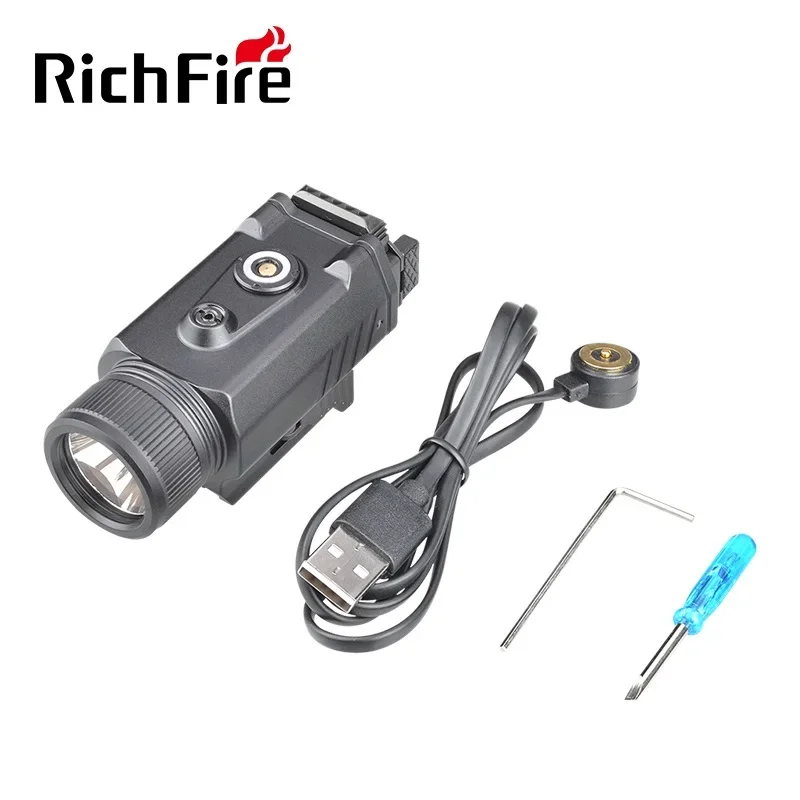 Original Richfire Magnetic USB C Rechargeable Flashlight LED 2000lumens Green Laser Light Combo Tactical Flashlights for Hunting