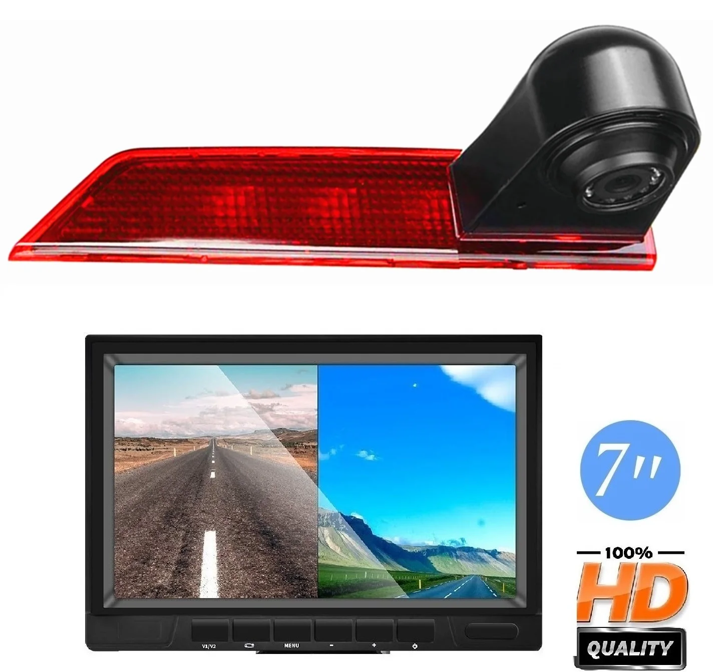 E9 HD 720P 3rd Brake Light Rear Camera+7.0''monitor for FORD Transit Custom V362 2012-2019,Replace Stop lights Waterproof Camera