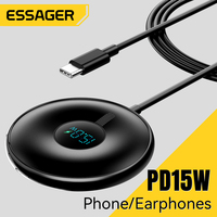 Essager 15W Magnetic Wireless Charger for iPhone 15 Qi Wireless Fast Charging Pad for iPhone 14 13 12pro Ｄigital Ｄisplay Charger
