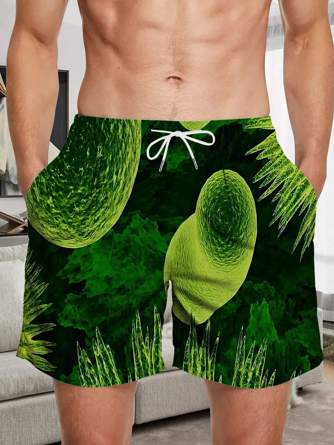 

Thin Section Quick Dry Polyester Shorts Men Full Digital Print Outdoor Beach Pants