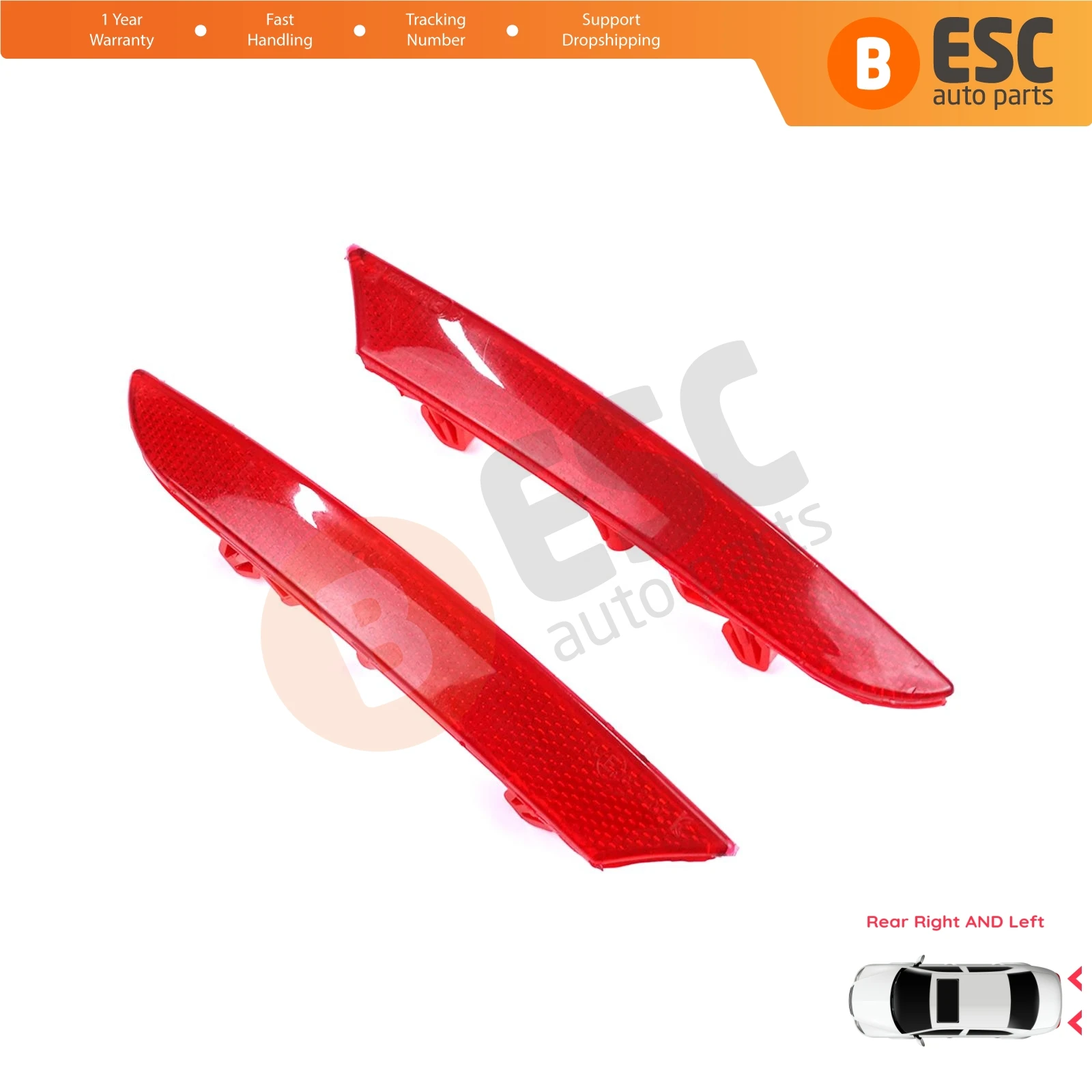 

ESP1171 Rear Right Left Side Bumper Reflex Reflector for Renault Clio MK5 BF B7 2019-On 265602442R 265651206R