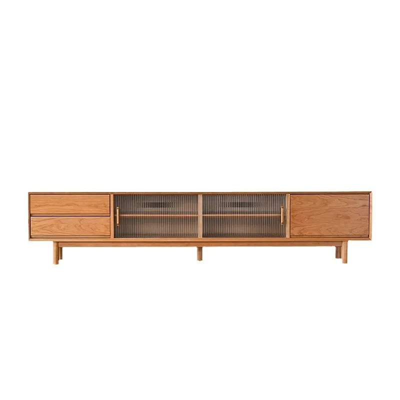 

Nordic solid wood TV cabinet cherry wood log wind living room floor storage locker combination