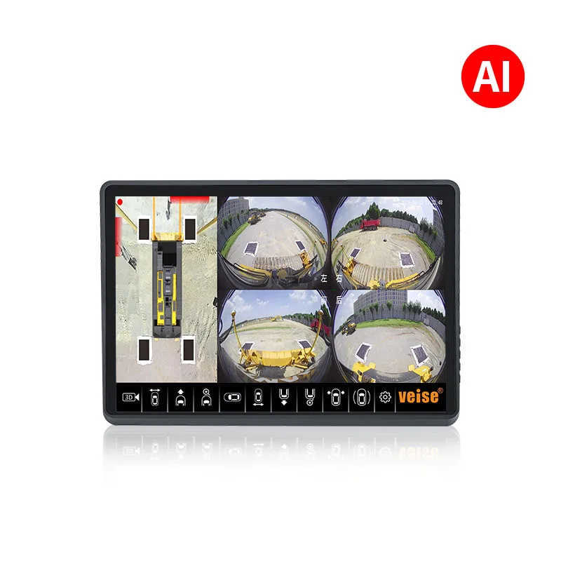 3D 360 Surround View System for Truck Bus 1080P All-in-One Touch Monitor 4 Cameras Kit