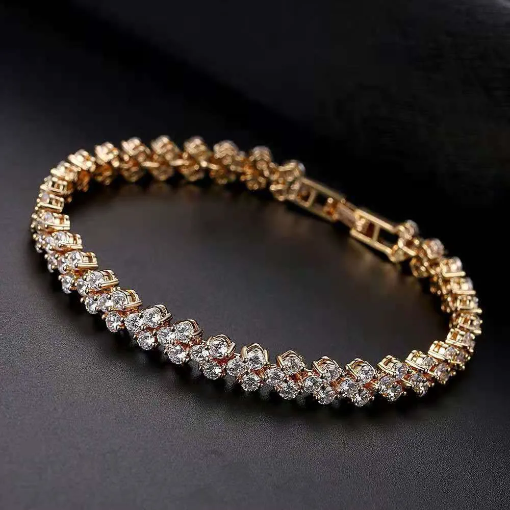 Bracelets de luxe en cristal romain pour femmes, chaîne géométrique, tendance, Goth, strass complets, breloques, accessoires bijoux de mariage, 2024