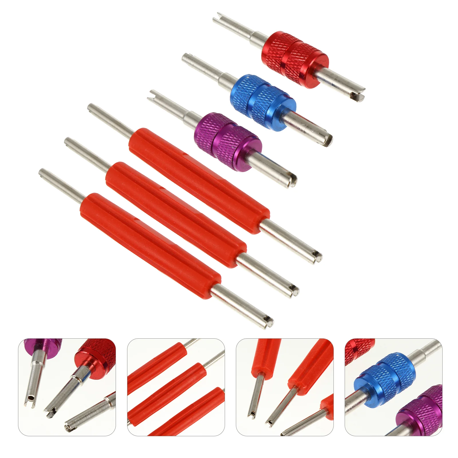 6 Pcs Valve Removal Tool Car Gadgetss Dual Head Puller Air Conditioning Spool Tools Tyre Car Accessories