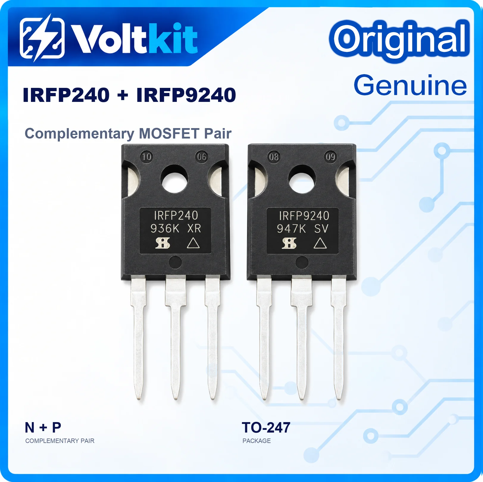 5Pairs IRFP240 IRFP9240 IRFP240PBF IRFP9240PBF TO-247 200V N-Channel P-Channel Complementary MOSFET Pair Audio Amplifier