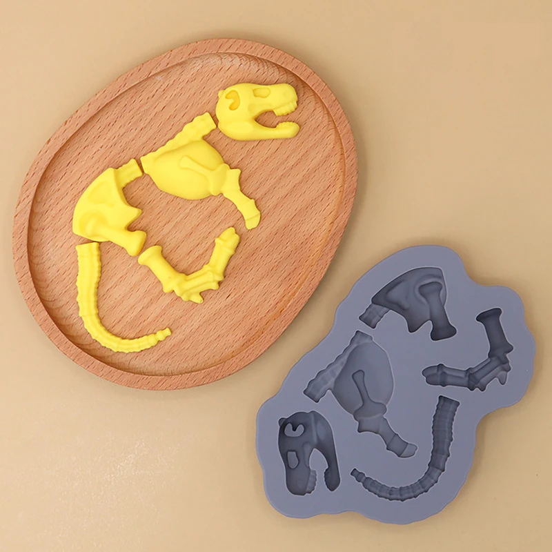 

1Pc Dinosaur Silicone Mold Dino Bones Fossil Skeleton Kids Funny Mould DIY Baking Tool Outdoor Tableware