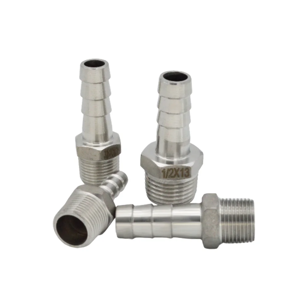 YQBS Stainless Steel 6 8 10 12 16mm Hose Barb Tail to 1/8 1/4 3/8 1/2 BSP Male Home Brew Fitting Water Fuel Air