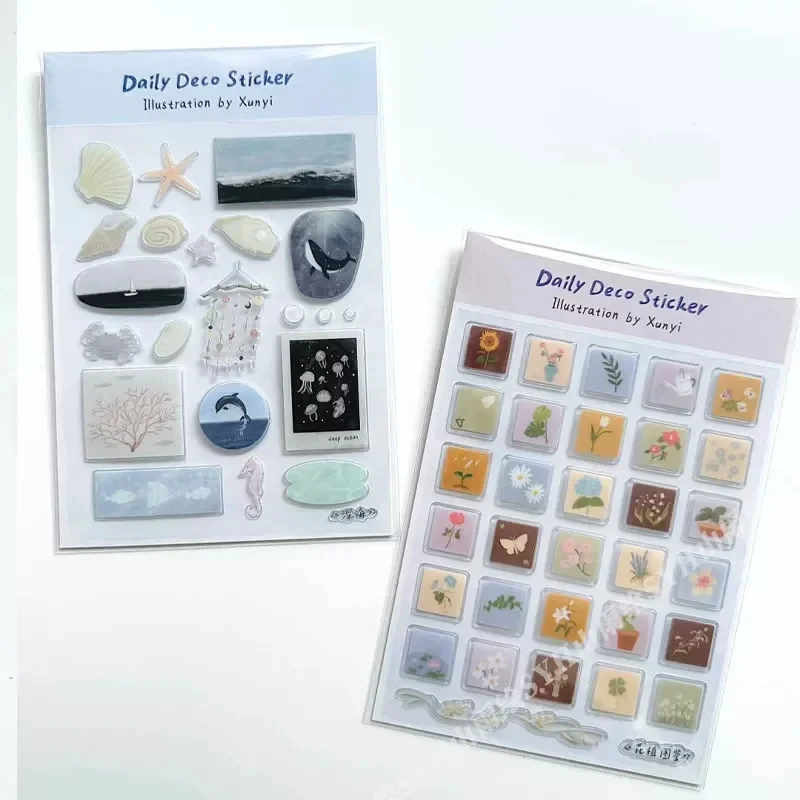 Cute Cartoon Ocean World 3D Jelly Stickers Transparent Resin Gel Self-adhesive Decoration for DIY Phone Cases Tablet Computers view 2