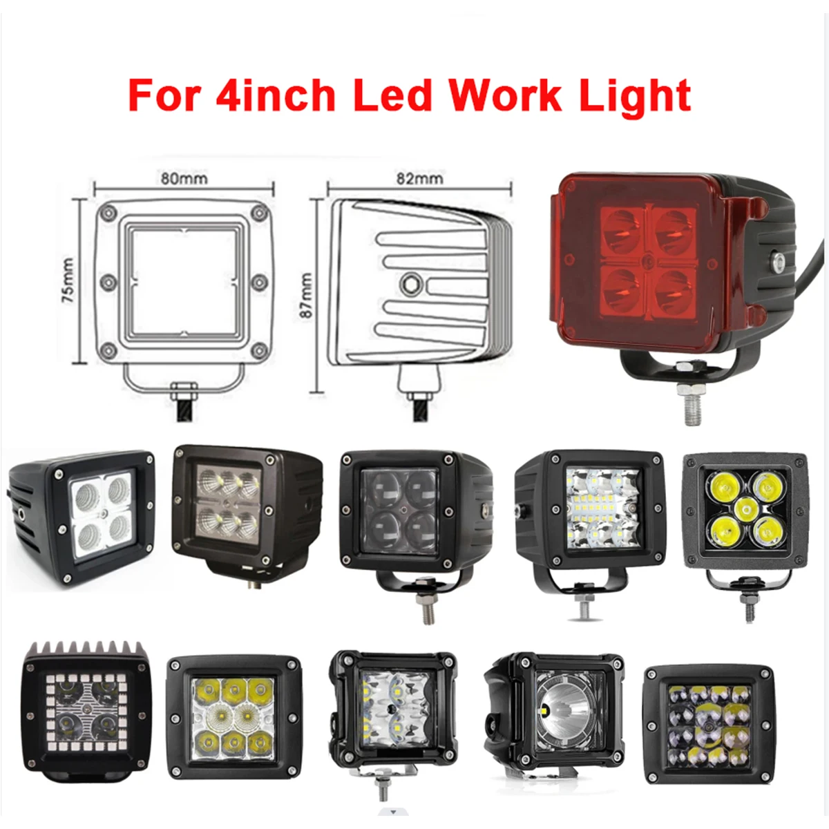 2 قطعة 3 بوصة LED ضوء العمل غطاء أحمر الغبار حامي قذيفة ل 3 بوصة LED مربع مكعب القرون على الطرق الوعرة القيادة الضباب مصباح قيادة