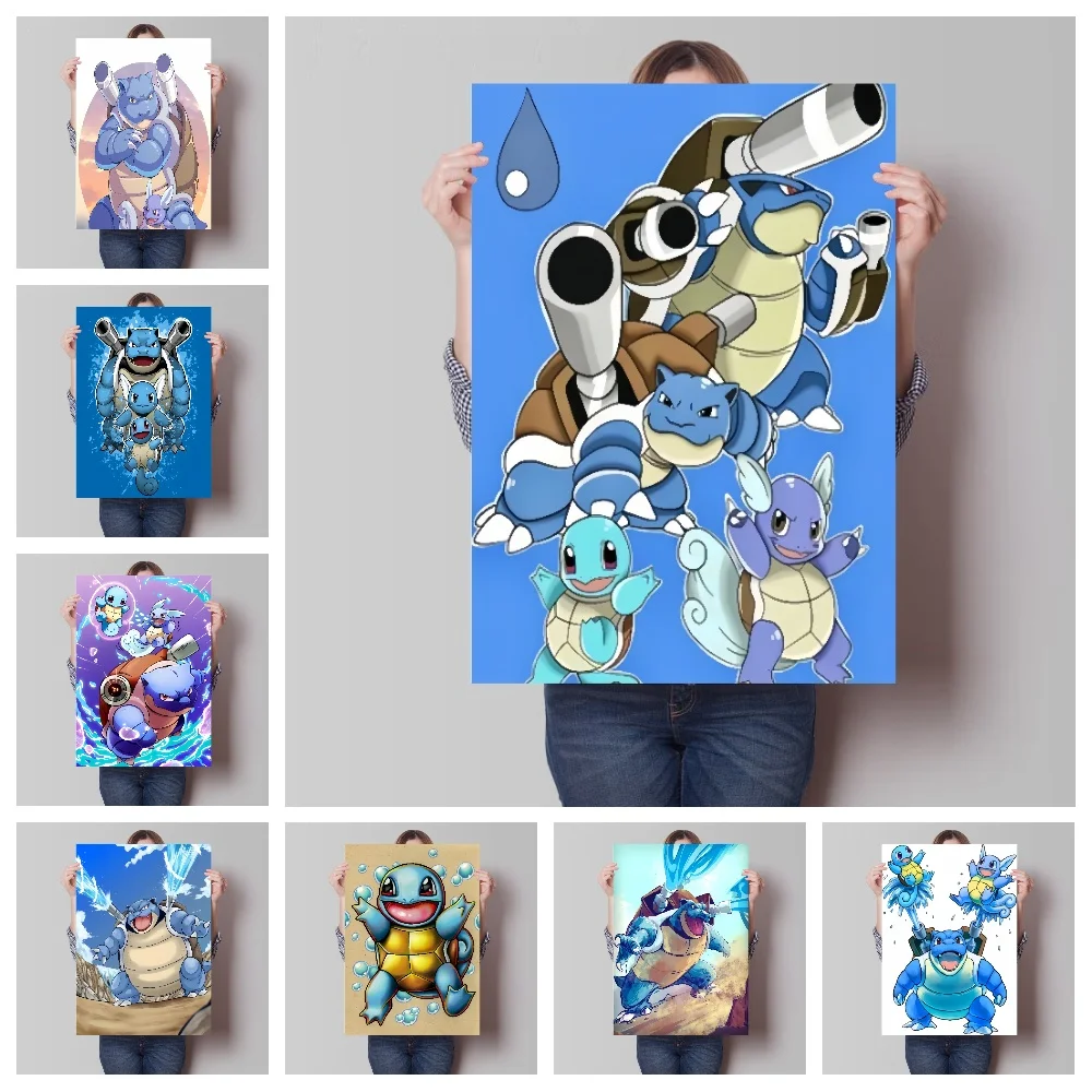 

Canvas Poster Pokemon Anime Figures Lukisan Kanvas Seni Dinding Squirtle Wartortle Blastoise Gambar Dekorasi Kamar Modern