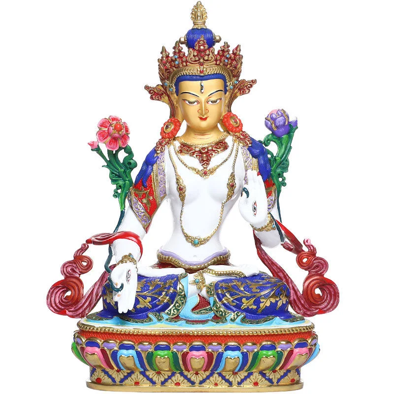High grade COLOR gilding Buddha brass statue HOME temple effective Tibetan Nepal White Tara Guanyin God Buddha