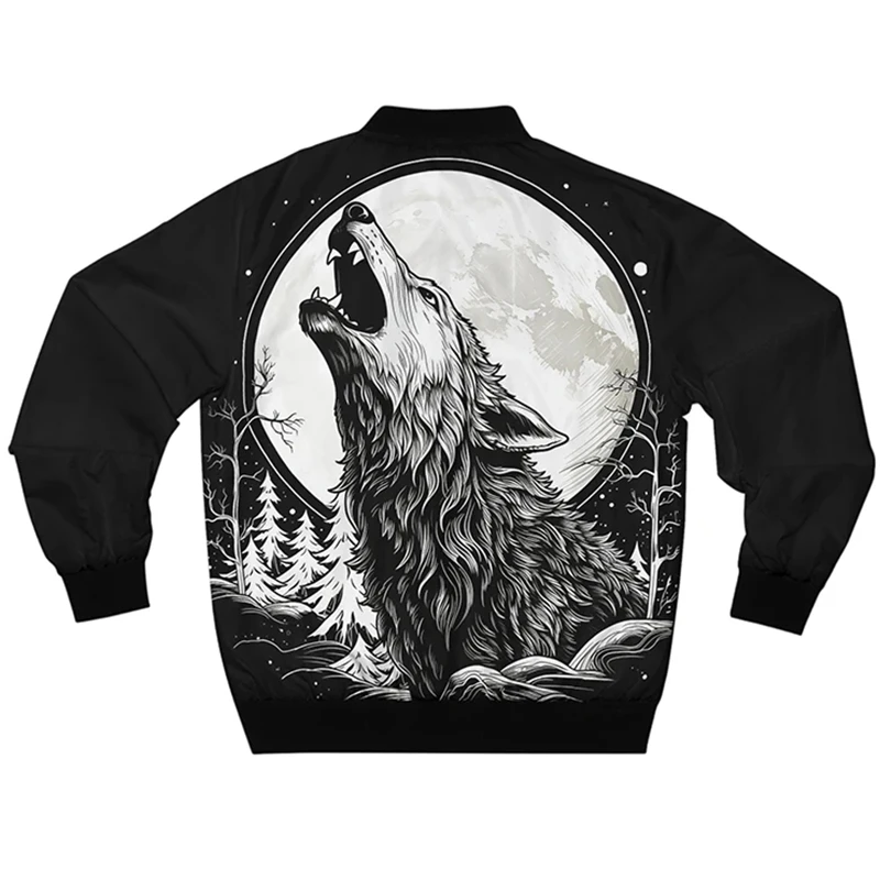 Spring Autumn Mens Bomber Jacket Cartoon Fox Cat 3D All Over Printed Zipper Tracksuits Unisex Casual Zipper Jacket Clothing 2024