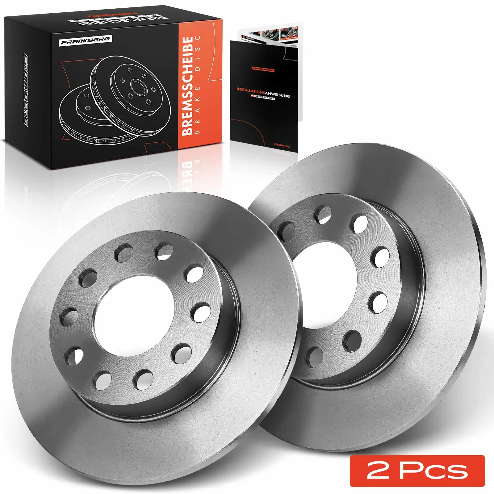 Frankberg 2x Bremsscheiben Hinterachse für Audi 80 Avant A4 Cabriolet Coupe Seat Exeo ST 1990-2013 895615601A 8E0615601P
