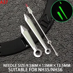 Watch Hands Green Luminous Gold Silver Edge Watch Accessories with Diamond/Sword/Cross Second Hand for NH35/NH36/4R/7S Movement