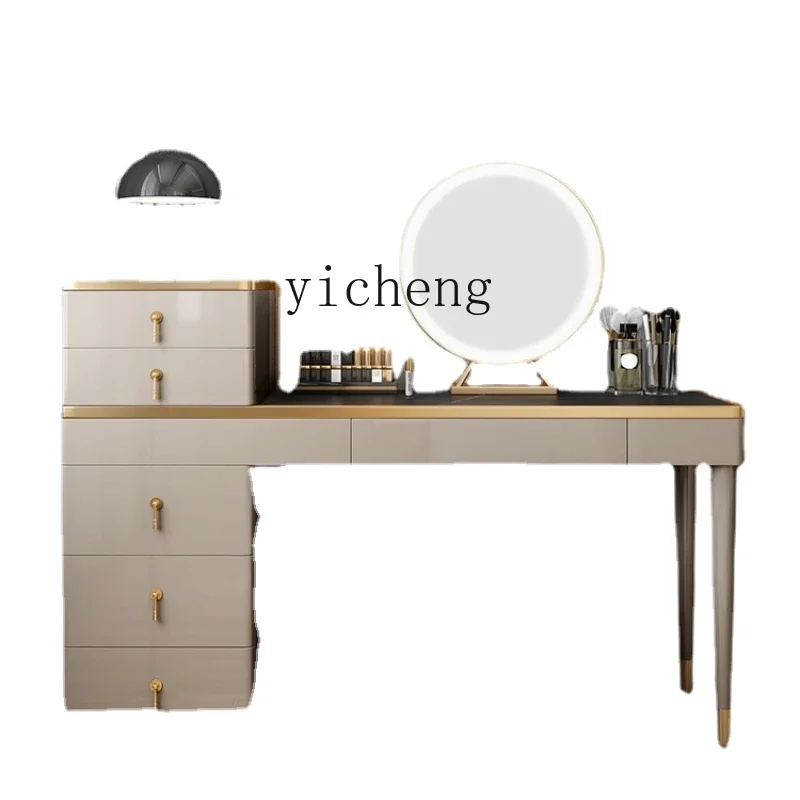 

Stone Plate Dressing Table Storage Cabinet Integrated Bedroom Light Luxury High Sense Makeup Table