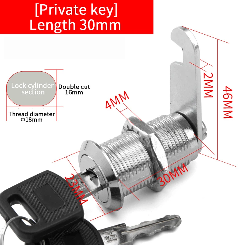 20 SETS Metalen Cilinderkast Beveiliging Locker Cam Lock Met 2 Sleutels Dezelfde Sleutel Verschillende Sleutel Beveiliging Brievenbus Slot Lade 16mm