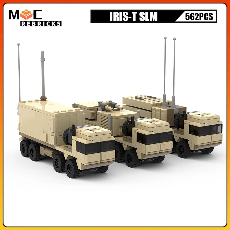 High-tech Military Weapon IRIS-T SLM Tactical Air Defense Missile Armored Trucks MOC Building Blocks Model Bricks Toys Kids Gift