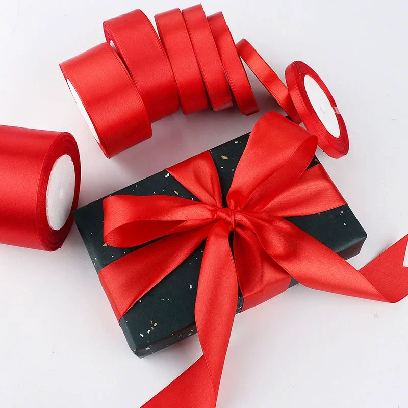 

6mm~75mm 25yards/roll Satin Ribbon Christmas Wedding Party Decoration DIY Handmade Clothing Accessories Crafts Gift Wrapping