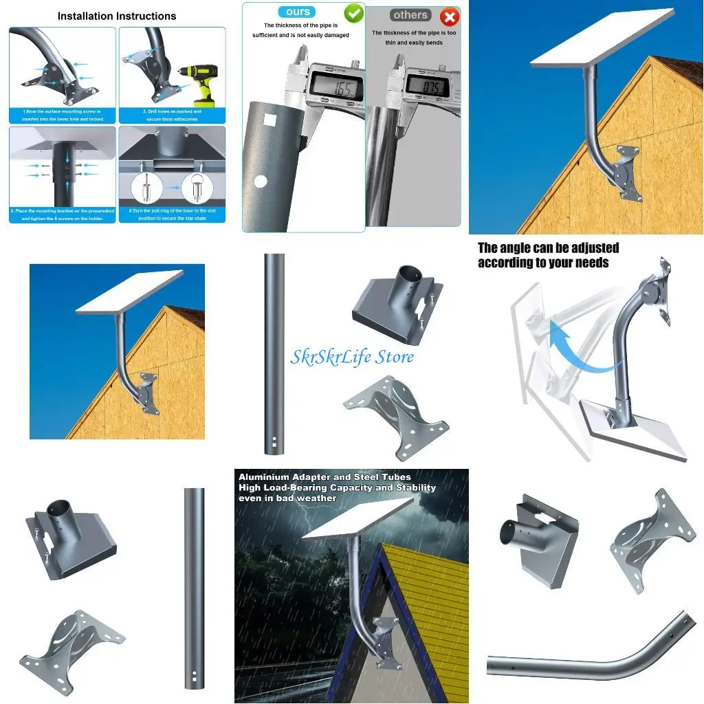 

E65E Weatherproof Metal Iron Satellite Mount Adapter For V4 Satellite Equipment