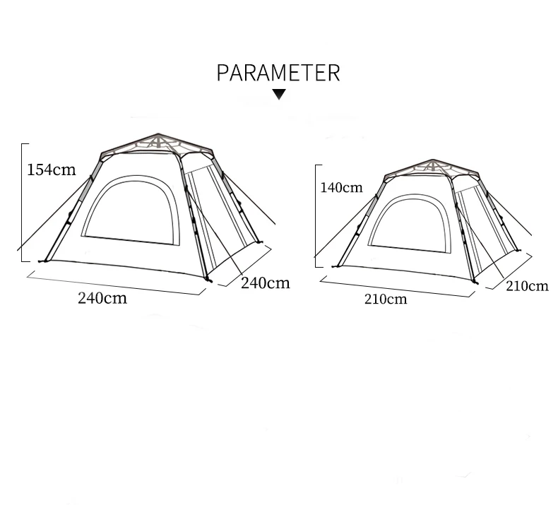 Aitop Automatic Tent Outdoor Camping Tent 3-4 People Windproof Sunproof Travel Large Space Family Hiking Picnic Pop-up Tent