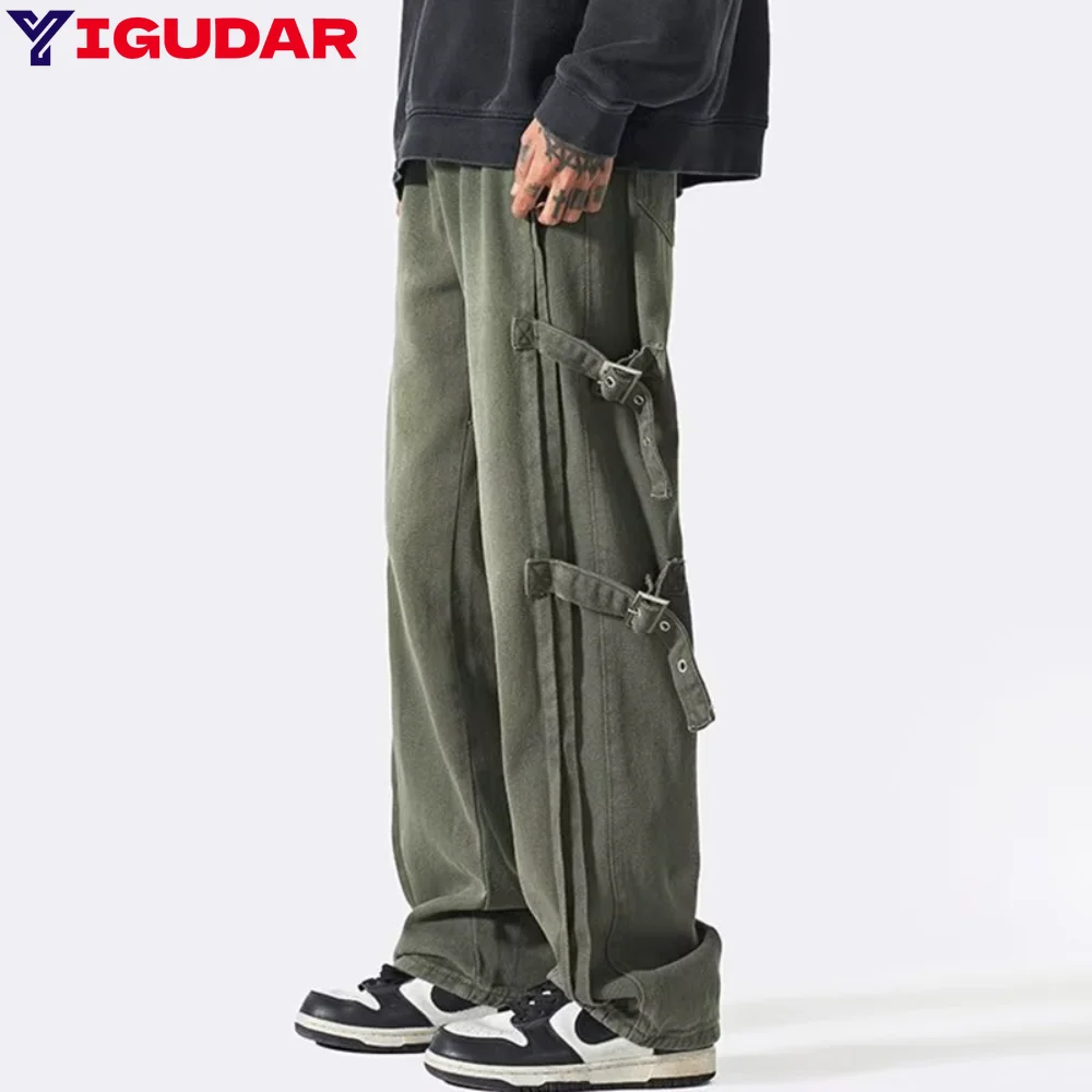 

Techwear Cargo Pants Men Ribbons Fashion Y2k Punk Streetwear Casual Men's Pants Harajuku Korea Joggers Trending Trousers
