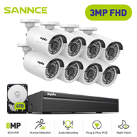 SANNCE 8CH POE 5MP NVR Kit CCTV Security System 2MP IR Outdoor Waterproof IP Camera with Mic Audio Record Video Surveillance Kit