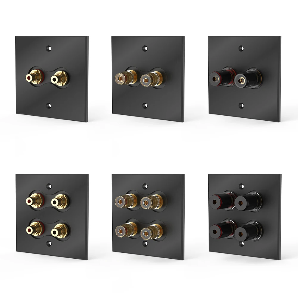New HIFI Acoustic Terminal Socket 86 Type Wall Mount Banana Female Connector 5.1 System Speaker Binding Post Panel