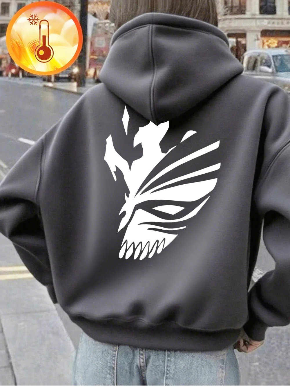 Bleach Ichigo Red Mask Printing Hoodies Damen Winter Fleece Warm Sweatshirt Casual Pocket Pullover Basics Lose Damenkleidung – Detail 21