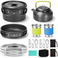 10-Piece Camping Cookware Camping Cooking Set, Portable Tableware Outdoor Picnic Kit for 2-3 Peaple Non-stick Pots Assorted Sets